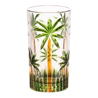 Conjunto 6 Copos Alto Palm Tree Handpaint 360ml Cristal Ecológico - Wolff