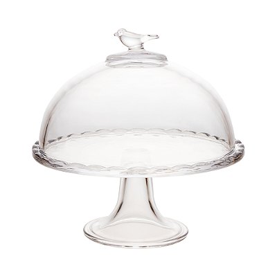 Prato com Pé e Tampa Bird 19cm x 19cm x 19cm Cristal Ecológico – Wolff