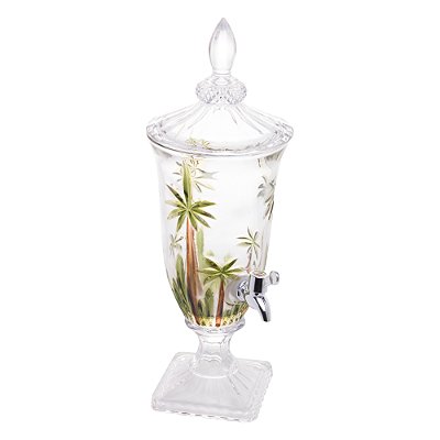 Suqueira com Pé e Tampa Palm Tree Handpaint 2L Cristal - Wolff