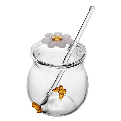 Açucareiro com Colher Sun Garden 270ml Vidro Borossilicato - Wolff