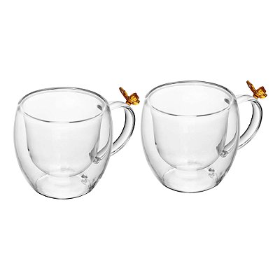 Conjunto 2 Xícaras de Café Sun Garden 80ml Vidro Borossilicato - Wolff