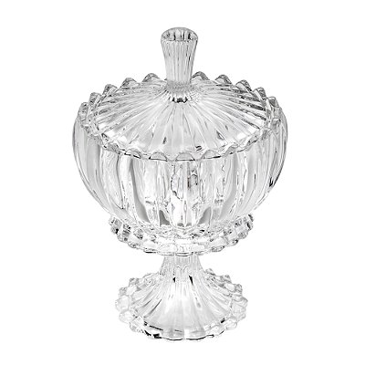 Potiche Decorativo de Cristal com Pé e Tampa Geneva 11cm x 18cm - Wolff