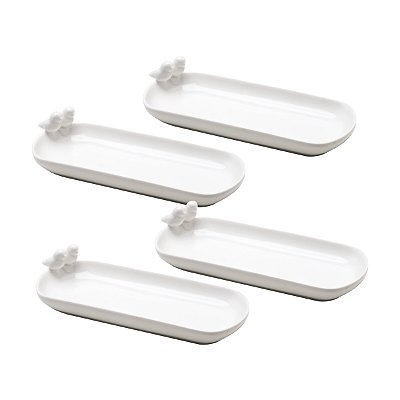 Conjunto 4 Petisqueiras de Porcelana Birds 16cm x 7cm x 3,5cm - Wolff