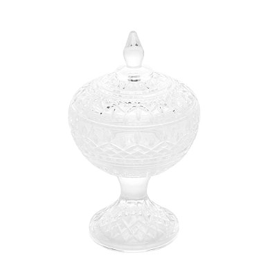 Potiche Decorativo de Cristal com Pé Lys 11cm x 18cm - Wolff