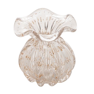 Vaso de Vidro Italy Transparente e Dourado 10cm x 11cm - Wolff