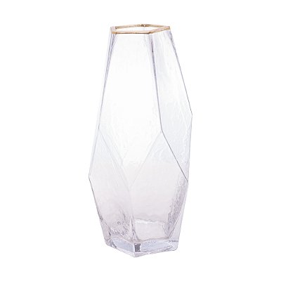 Vaso de Vidro com Borda Dourada Taj 13cm x 23,5cm - Wolff