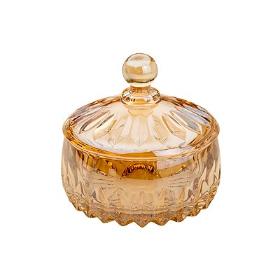 Potiche Decorativo de Cristal Louise Âmbar Metalizado 11cm x 11cm - Wolff