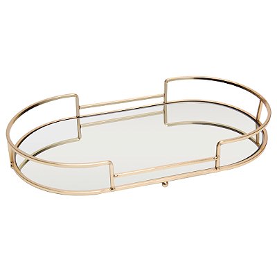 Bandeja Decorativa de Metal Dourada 32cm x 18cm x 5cm - Wolff