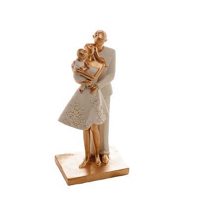 Figura Decorativa Família Unida de Resina Branco 9cm x 7cm x 20cm - Wolff
