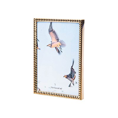 Porta-Retrato de Aço Inox Spiral Dourado 10cm x 15cm - Wolff