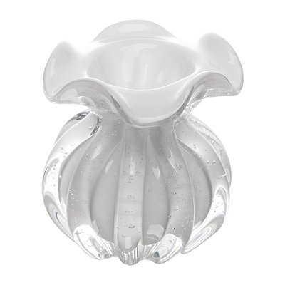 Vaso Italy 10cm x 11cm Branco Leitoso Vidro - Wolff