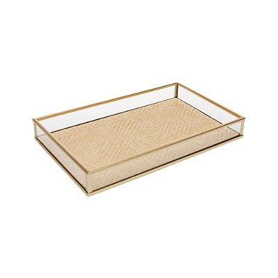 Bandeja Decorativa Toscana 20cm x 10cm x 3cm Dourada Metal - Wolff