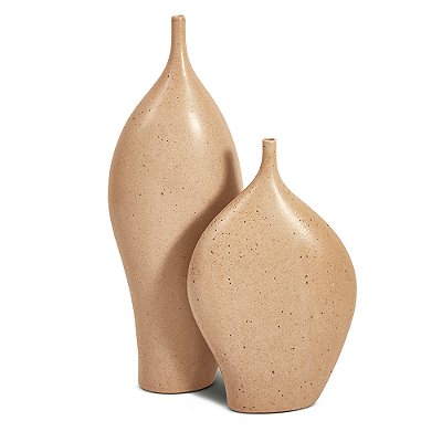 Conjunto 2 Vasos em Cerâmica Marrom Claro - Mart