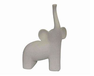 Escultura Elefante Branco em Cerâmica 33cm - Mart