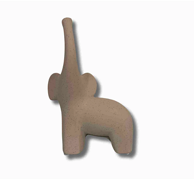 Escultura Elefante Bege Cerâmica 25cm - Mart
