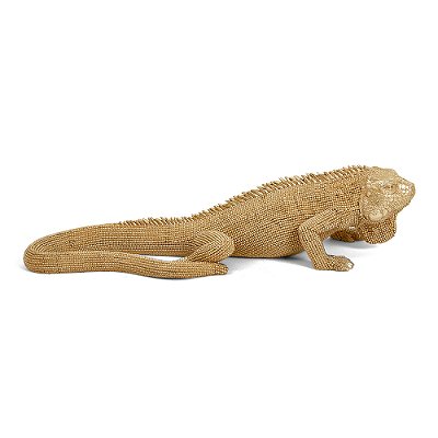 Escultura Iguana Dourada em Poliresina 37cm - Mart