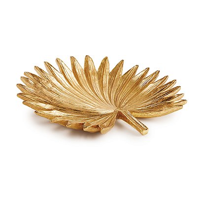 Centro de Mesa Folha Dourado em Poliresina 29cm - Mart