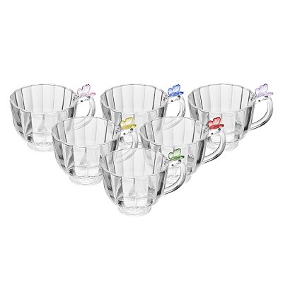 Conjunto 6 Xícaras Café Fairy Butterfly 80ml Cristal - Lyor