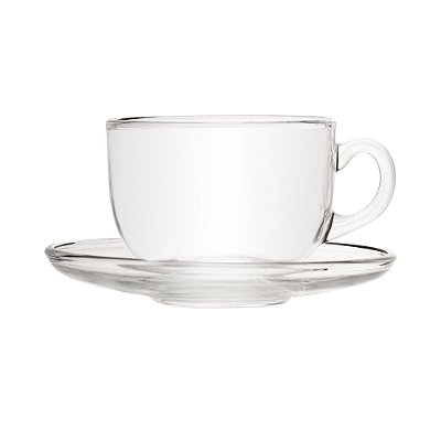 Conjunto 6 Xícaras de Chá com Pires de Vidro 150ml - Lyor