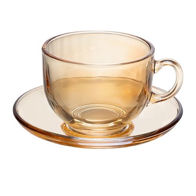 Conjunto 6 Xícaras de Chá com Pires Nice Âmbar 150ml - Lyor
