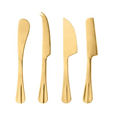 Conjunto 4 Facas Queijo Aço Inox Dourado Positano - Lyor