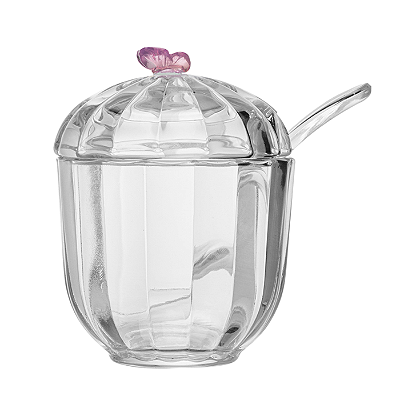 Açucareiro Fairy Butterfly Rosa Cristal 8x9,5cm - Lyor