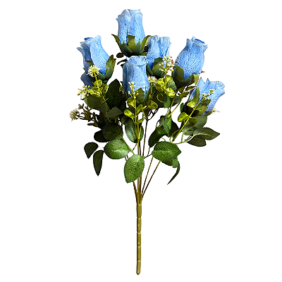 Buquê Rosas Azuis Botões X7 - BMQ