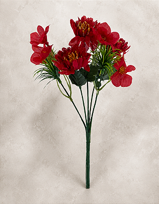 Buquê Floral Mini Margarida X5 Vermelho Para Vaso E Arranjos