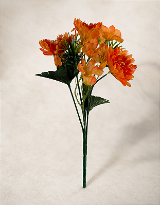 Buquê Floral Mini Margarida X5 Laranja Para Vaso E Arranjos