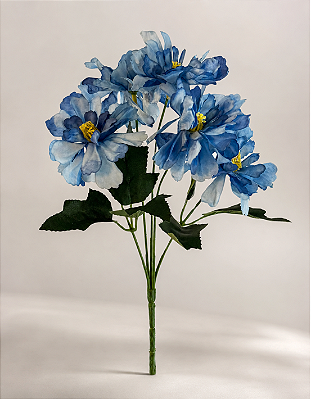 Buquê De Dália Azul X5 Para Arranjos Decorativos