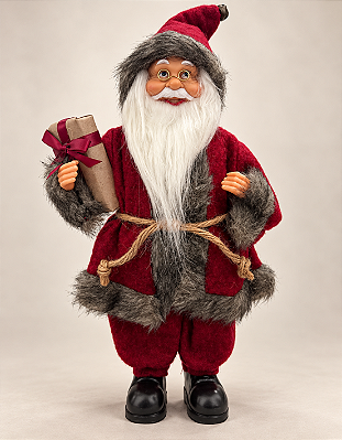 Papai Noel Decorativo De Natal Em Pé 37cm Vinho Poliresina