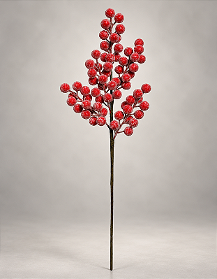 Haste Decorativa Berry Vermelha 50cm Para Árvore de Natal