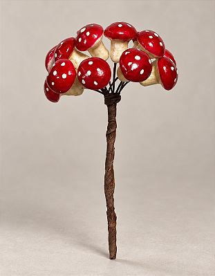 Pick de Cogumelos 13cm Vermelho para Árvore de Natal