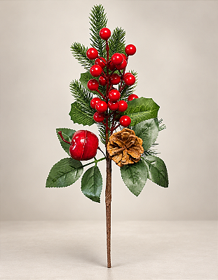 Pick Natalino Berry Maçã Pinha 32cm Vermelho Para Árvore De Natal