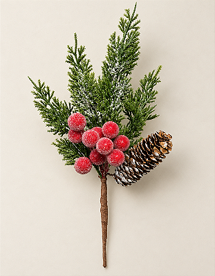 Pick Natalino Berry Com Pinha 34 Cm Vermelho E Verde