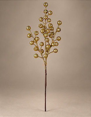 Pick Berry Dourado Com Glitter 35cm Enfeite Natalino