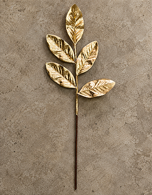 Haste Magnólia Dourada 60cm Folhagem Artificial Natalina