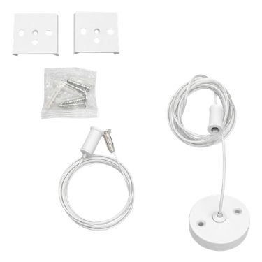 Kit Suspensão para Luminária Linear Cabo de Aço 2m Canopla Branco