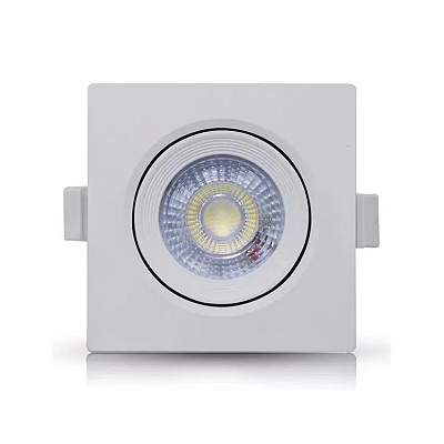 Spot Downlight LED 7W Embutir Quadrado Luz Amarela 3000K Bivolt Branco