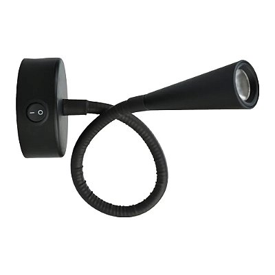 Arandela LED Flexível de Cabeceira 3W 3000K Luz Quente 240lm Preto Bivolt