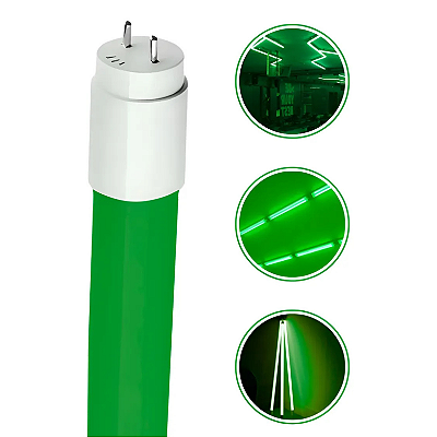 Lâmpada Tubo LED T8 120cm 18W Verde G13 Bivolt