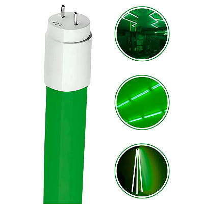 Lâmpada Tubo LED T8 60cm 9W Verde G13 Bivolt
