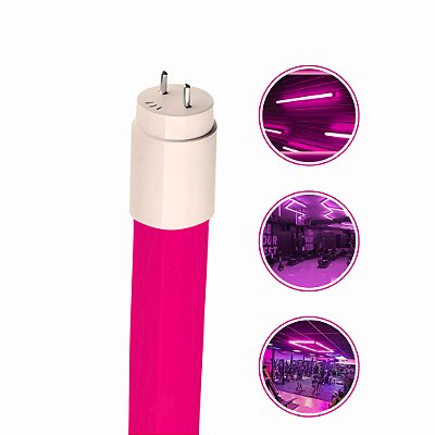 Lâmpada Tubo LED T8 120cm 18W Rosa G13 Bivolt