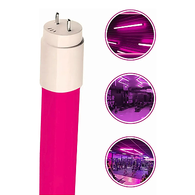Lâmpada Tubo LED T8 60cm 9W Rosa G13 Bivolt