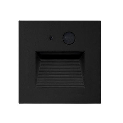 Balizador Sentinela LED 3W com Sensor Automático Luz Amarela 3000K Bivolt Preto IP65
