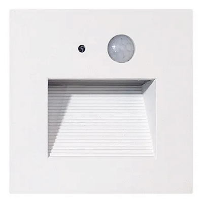 Balizador Sentinela LED 3W com Sensor Automático Luz Amarela 3000K Bivolt Branco IP65