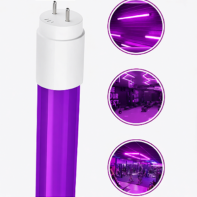 Kit 6 Lâmpadas Tubo Led Colorida T8 18w Roxo Bivolt Decoração