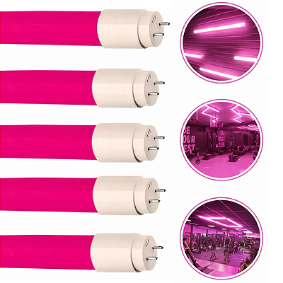 Kit 6 Lâmpadas Tubo Led Colorida T8 18w Rosa Bivolt Decoração