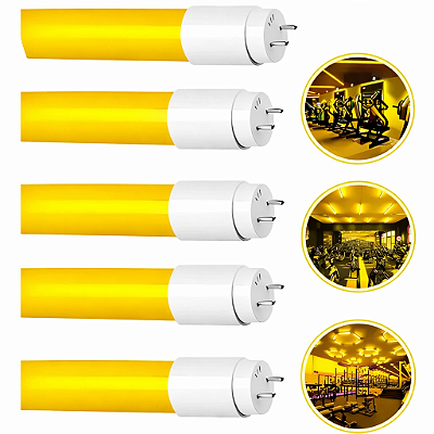 Kit 6 Lâmpadas Tubo Led Colorida T8 18w Amarelo Bivolt Decoração