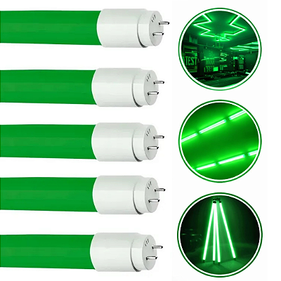 Kit 6 Lâmpadas Tubo Led Colorida T8 9w Verde Bivolt Decoração